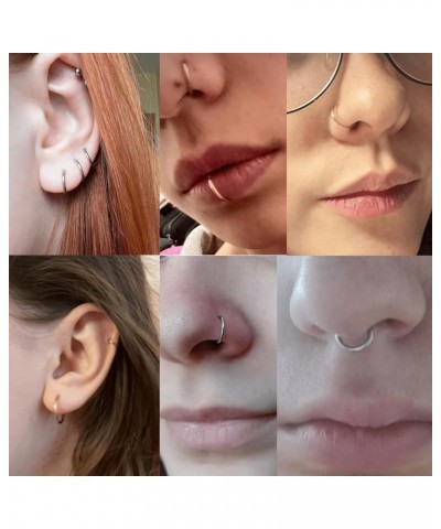 5 Pcs 20G 18G 16G Nose Rings Hoop Set 316L Surgical Steel Earrings Tragus Septum Piercing Cartilage Hoop For Women Men 16g 14...