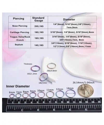 5 Pcs 20G 18G 16G Nose Rings Hoop Set 316L Surgical Steel Earrings Tragus Septum Piercing Cartilage Hoop For Women Men 16g 14...