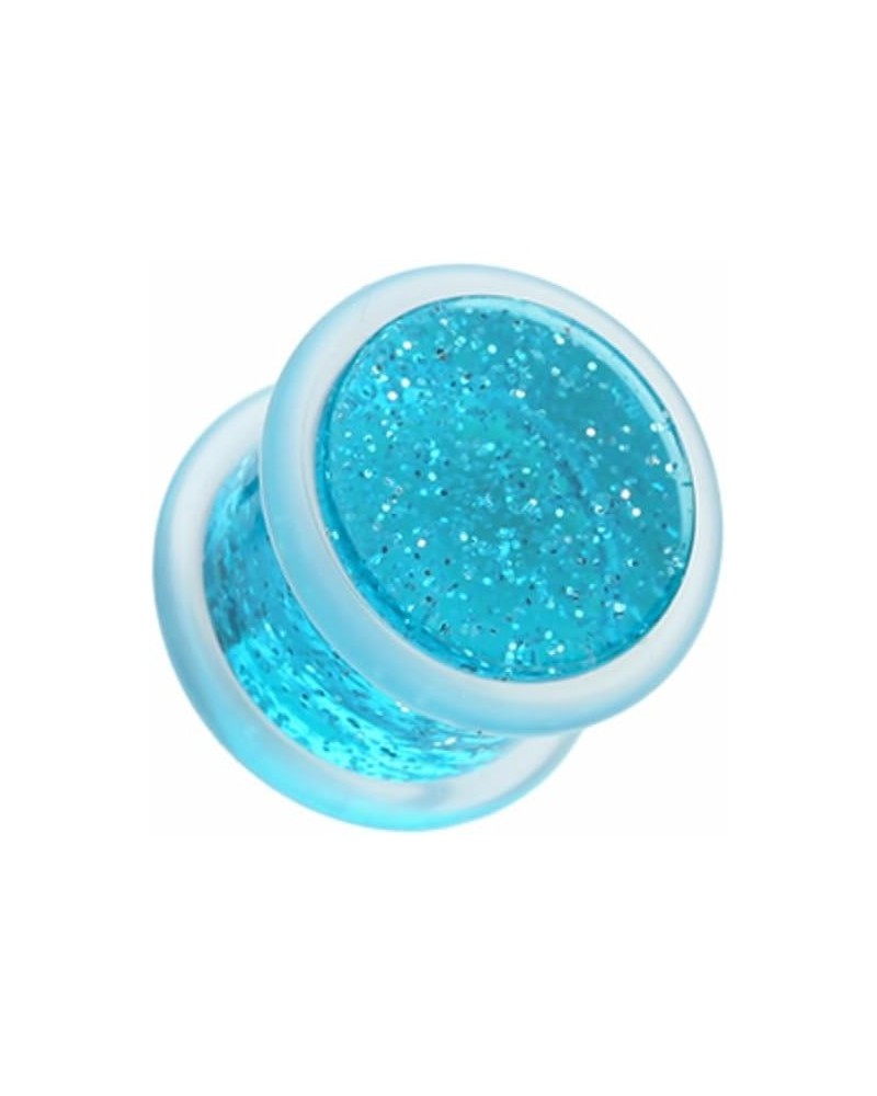 Glitter Shimmer Acrylic WildKlass No Flare Ear Gauge Plug (Sold as Pairs) 7/16" (11mm) Blue $10.07 Body Jewelry