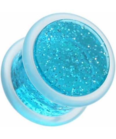 Glitter Shimmer Acrylic WildKlass No Flare Ear Gauge Plug (Sold as Pairs) 7/16" (11mm) Blue $10.07 Body Jewelry