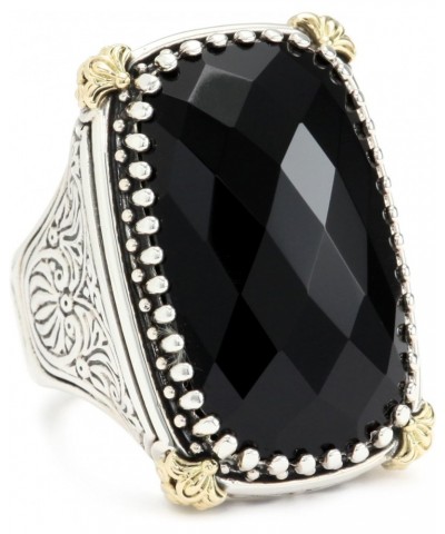 Nykta" Large Rectangle Onyx with 18k Embellished Corners Ring $224.20 Rings