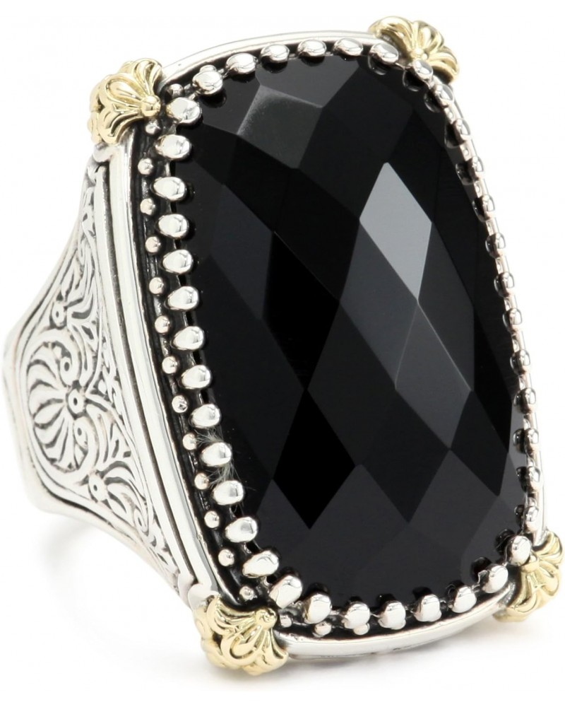 Nykta" Large Rectangle Onyx with 18k Embellished Corners Ring $224.20 Rings