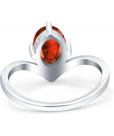 V Art Deco Wedding Ring Oval Simulated Cubic Zirconia 925 Sterling Silver Simulated Garnet CZ $13.79 Rings