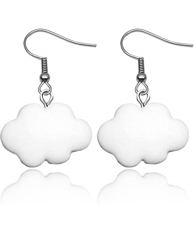 Creative Unique Handmade lightweight Lovely White Clouds Earrings Funny Resin Cloud Dangle Drop Earrings for Women Girls Stat...