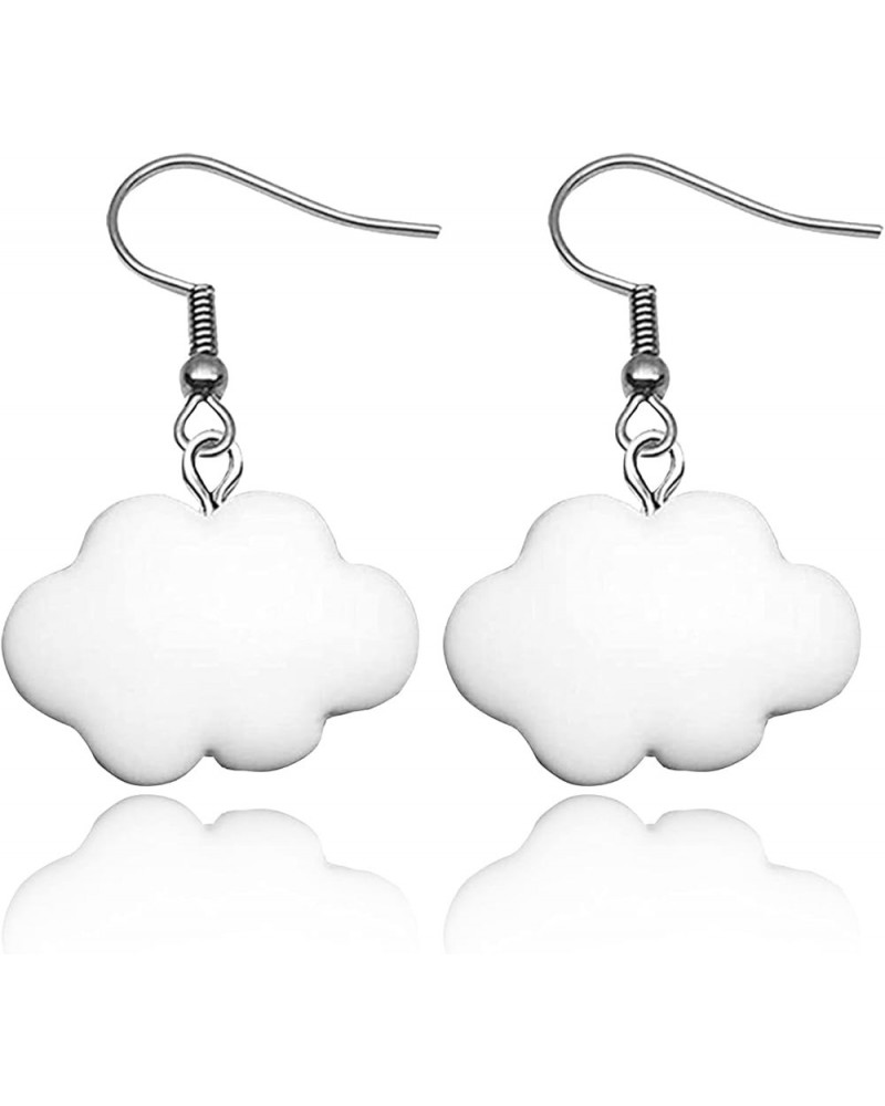 Creative Unique Handmade lightweight Lovely White Clouds Earrings Funny Resin Cloud Dangle Drop Earrings for Women Girls Stat...