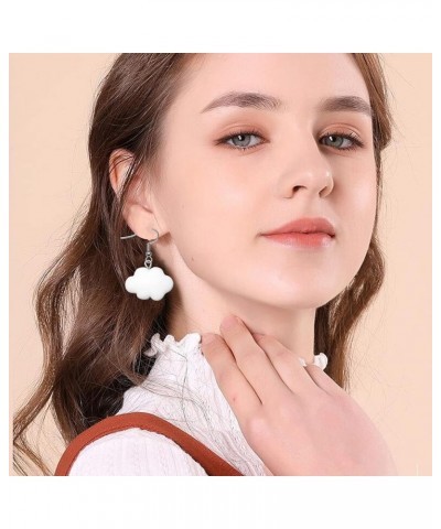 Creative Unique Handmade lightweight Lovely White Clouds Earrings Funny Resin Cloud Dangle Drop Earrings for Women Girls Stat...