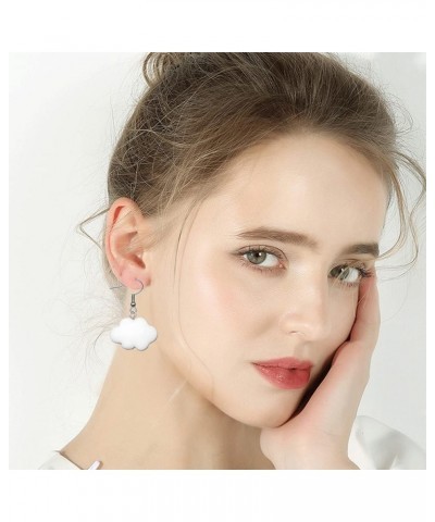 Creative Unique Handmade lightweight Lovely White Clouds Earrings Funny Resin Cloud Dangle Drop Earrings for Women Girls Stat...