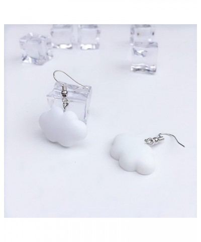 Creative Unique Handmade lightweight Lovely White Clouds Earrings Funny Resin Cloud Dangle Drop Earrings for Women Girls Stat...