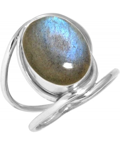 925 Sterling Silver Handmade Ring for Women 10x14 Oval Gemstone Boho Silver Jewelry for Gift (99049_R) Labradorite $20.07 Rings