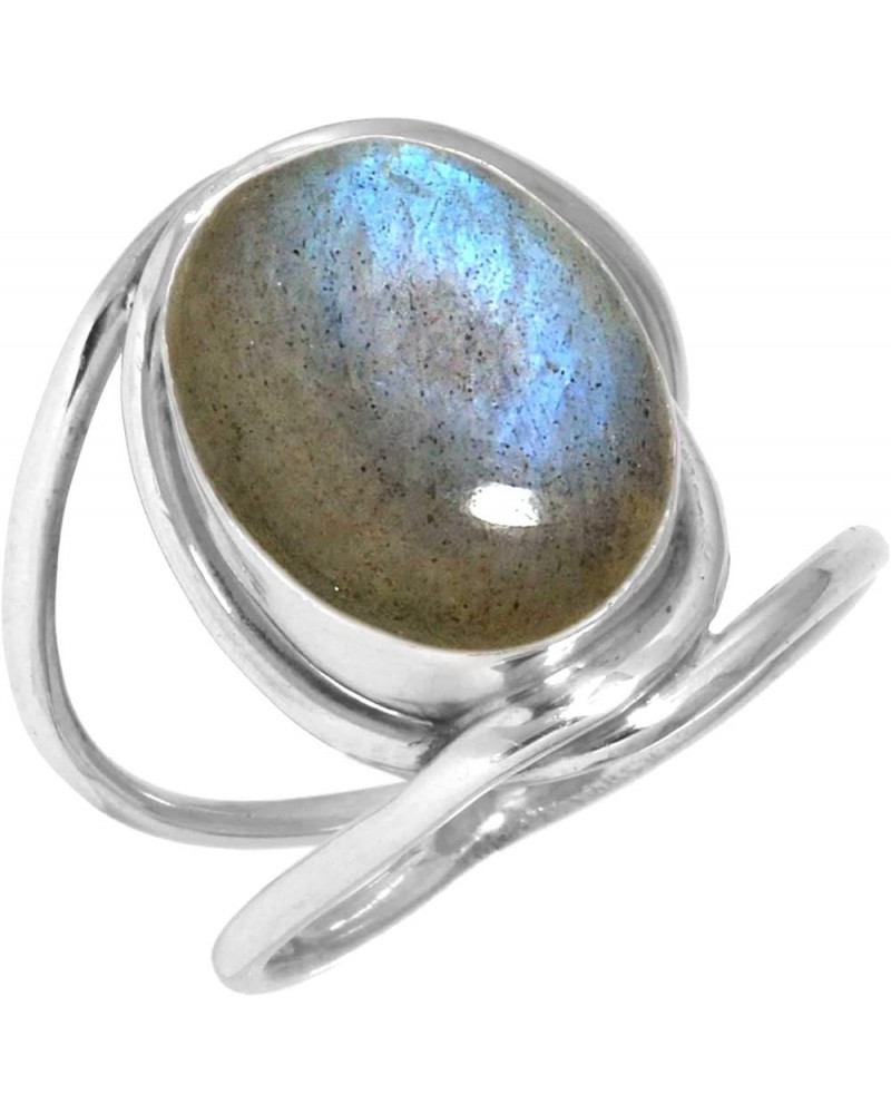 925 Sterling Silver Handmade Ring for Women 10x14 Oval Gemstone Boho Silver Jewelry for Gift (99049_R) Labradorite $20.07 Rings