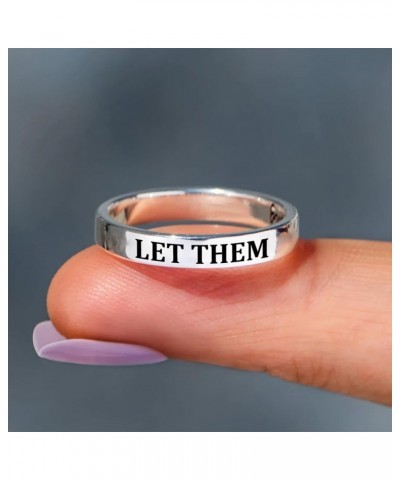 Let Them Ring, Let Them Stainless Steel Inspirational Ring, Motivational Engraved Stackable Band Ring for Women, Inspirationa...