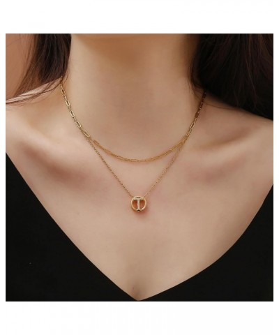 Gold Initial Necklace for Women Heart Necklace For Women Layered Necklace set 14K Gold Plated Necklace Girls Dainty Gold Name...