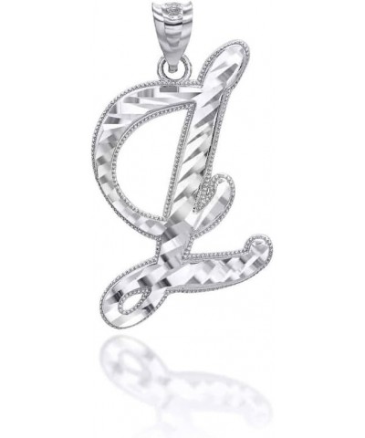 10K or 14K White Gold Fine Script Initial A-Z Letter Pendant Charm Necklace - Choice of Cursive Letter & Metal Z - 14K White ...