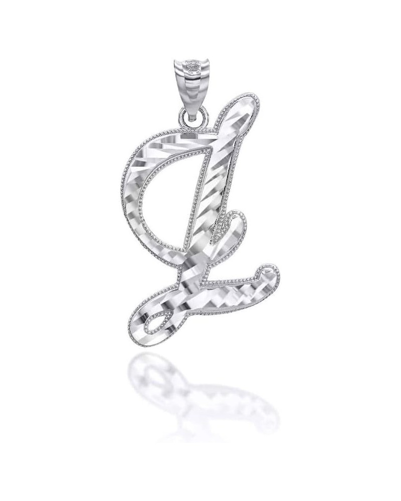 10K or 14K White Gold Fine Script Initial A-Z Letter Pendant Charm Necklace - Choice of Cursive Letter & Metal Z - 14K White ...