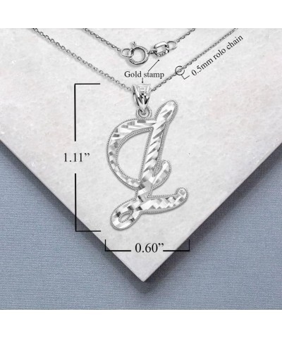 10K or 14K White Gold Fine Script Initial A-Z Letter Pendant Charm Necklace - Choice of Cursive Letter & Metal Z - 14K White ...