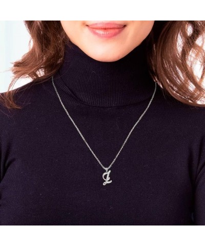 10K or 14K White Gold Fine Script Initial A-Z Letter Pendant Charm Necklace - Choice of Cursive Letter & Metal Z - 14K White ...