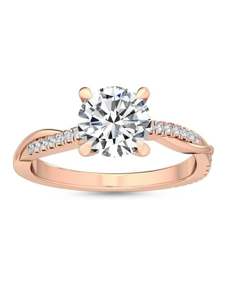 1-5 Carat (ctw) White Gold Round Cut LAB GROWN Diamond Side Stone Engagement Ring (Color E-F Clarity VS2-SI1) 5.5 Rose Gold $...