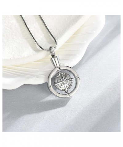 Compass Cremation Jewelry Memorial Necklace Urn for Human Ashe of Loved Ones Keepsake Lockets for Ashes Holder Pet Dog Heart ...