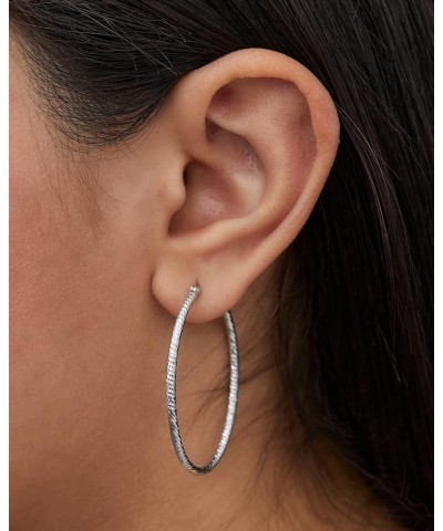 Womens Hoop Earrings - Sterling Silver Earrings - Silver Hoop Earrings for Women Oval Diamond Cut $10.00 Earrings