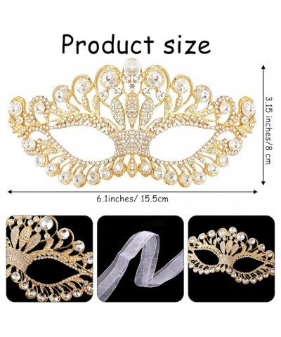 5 Pcs Rhinestone Masquerade Mask Women Crystal Jewelry Set Glitter Purse Clutch Bling Necklace Bride Choker Bangle Bracelet D...