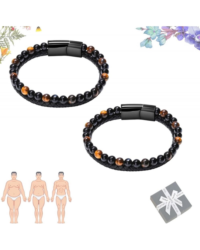 Lugxb Natural Agate Stone Leather Beaded Bracelet, Luxagate Natural Agate Stone Leather Beaded Bracelet A-2 19cm $6.35 Bracelets