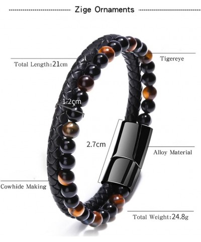 Lugxb Natural Agate Stone Leather Beaded Bracelet, Luxagate Natural Agate Stone Leather Beaded Bracelet A-2 19cm $6.35 Bracelets