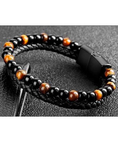 Lugxb Natural Agate Stone Leather Beaded Bracelet, Luxagate Natural Agate Stone Leather Beaded Bracelet A-2 19cm $6.35 Bracelets