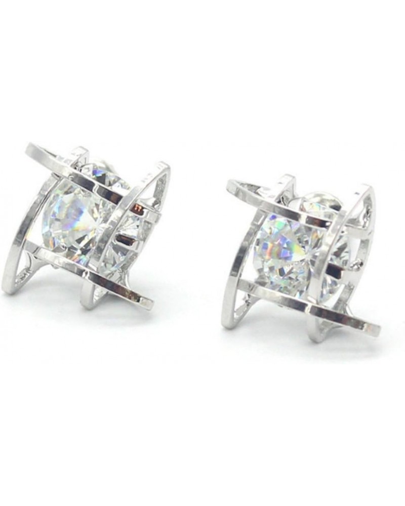 Women Earring Hollow Out Square Zircons Earrings Ear Studs $3.23 Earrings