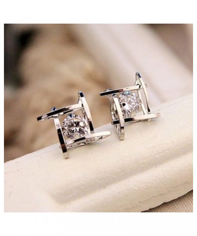 Women Earring Hollow Out Square Zircons Earrings Ear Studs $3.23 Earrings