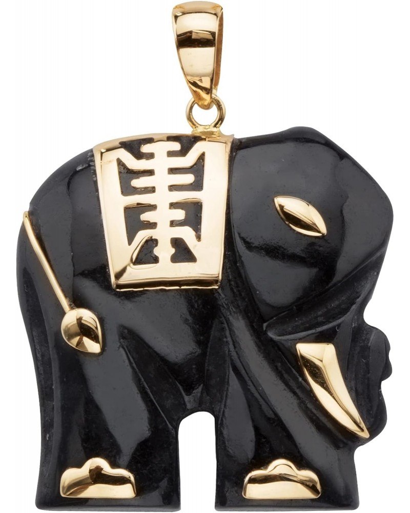 PalmBeach 10K Yellow Gold Genuine Black Jade Elephant Pendant (33mm) $54.00 Pendants