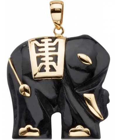 PalmBeach 10K Yellow Gold Genuine Black Jade Elephant Pendant (33mm) $54.00 Pendants