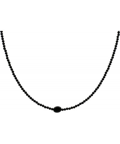 Black Onyx Semi Precious Gemstone Pendant Dainty Style 16.5 Inch Choker Necklace Black $11.19 Necklaces