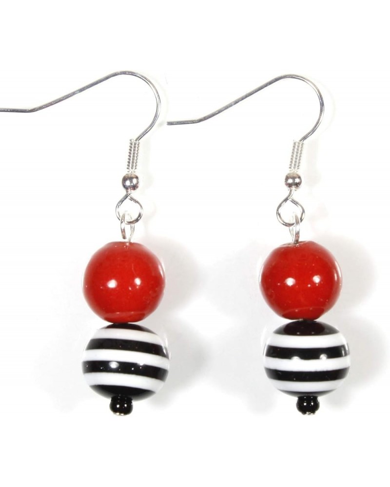 Get Crazy", Black and White Stripe Earrings Wow Red $11.19 Earrings