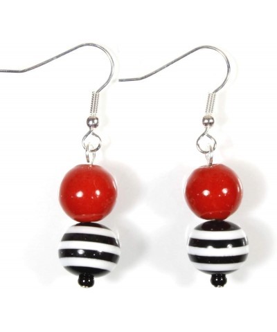 Get Crazy", Black and White Stripe Earrings Wow Red $11.19 Earrings