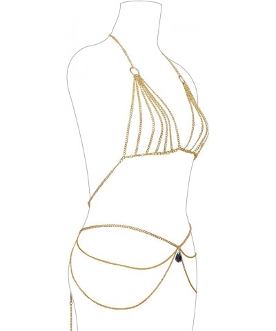 Womens Sexy Body Chains Suit Two Piece Bikini Beach Body Jewelry 014-Gold $12.24 Body Jewelry