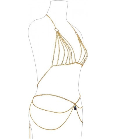 Womens Sexy Body Chains Suit Two Piece Bikini Beach Body Jewelry 014-Gold $12.24 Body Jewelry