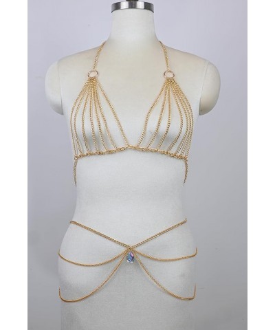 Womens Sexy Body Chains Suit Two Piece Bikini Beach Body Jewelry 014-Gold $12.24 Body Jewelry