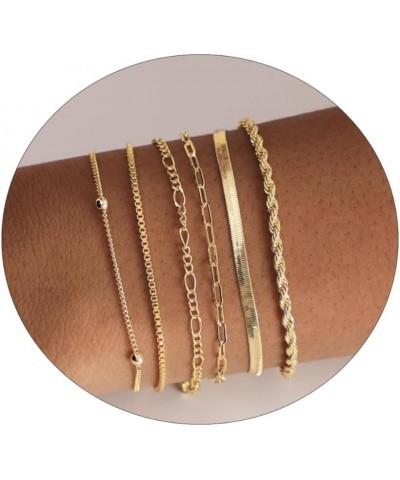 Gold Bracelets for Women 14K Dainty Gold/Silver Bracelet Stack Trendy Waterproof Gold Plated Bracelet Adjustable Layered Meta...