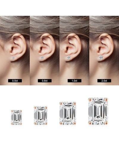 S925 Sterling Silver Stud Earrings Set for Women, Emerald Cut Simulated Diamond Stud Earrings Hypoallergenic CZ Stud Earrings...