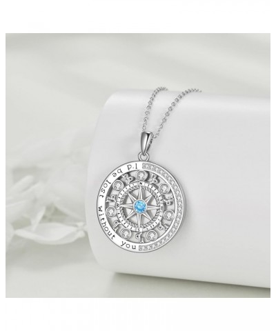 925 Sterling Silver Compass Necklace with Zodiac Graduation Gifts for Women Genuine Birthstone Compass Jewelry for Teen Girls...