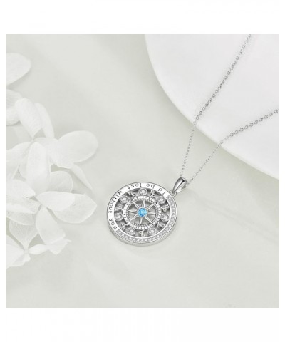 925 Sterling Silver Compass Necklace with Zodiac Graduation Gifts for Women Genuine Birthstone Compass Jewelry for Teen Girls...