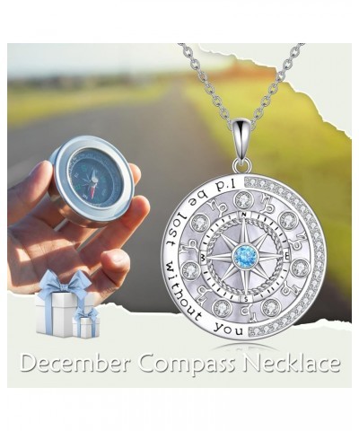 925 Sterling Silver Compass Necklace with Zodiac Graduation Gifts for Women Genuine Birthstone Compass Jewelry for Teen Girls...