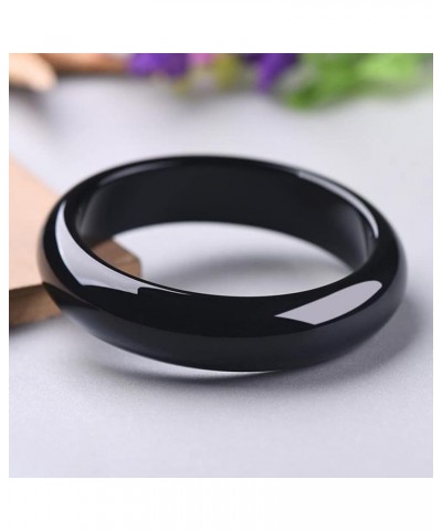 Natural Black Jade Bangle Bracelet for Women Girl Chinese Style Agate Chalcedony Good Luck Jewelry Gift for Mother's Day (Col...