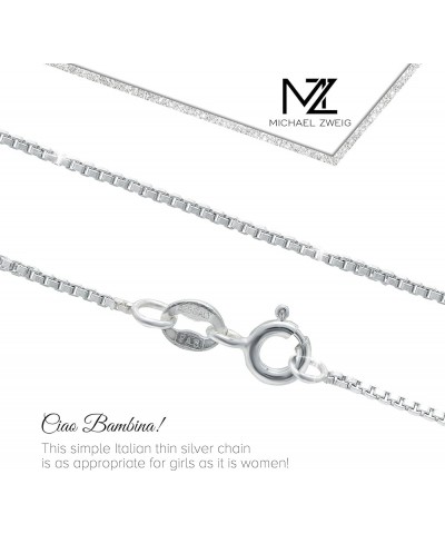 925 Sterling Silver Necklace for Women - Necklace Box Chain Sterling Silver | 0.85 mm Thickness with Spring Ring, Italy Tag W...