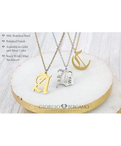 Stainless Steel Gold Plated Gothic, Old English Initial A - Z Letter Alphabet Pendant Necklace X $10.19 Necklaces