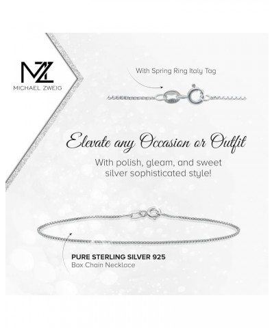 925 Sterling Silver Necklace for Women - Necklace Box Chain Sterling Silver | 0.85 mm Thickness with Spring Ring, Italy Tag W...