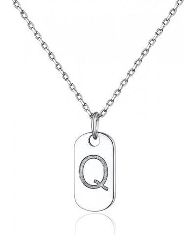 Solid Silver Initial Necklace with S925 Stamp, 26 Alphabets Tiny Dog Tag for Women/Men, Send Gift Box Q $8.09 Necklaces