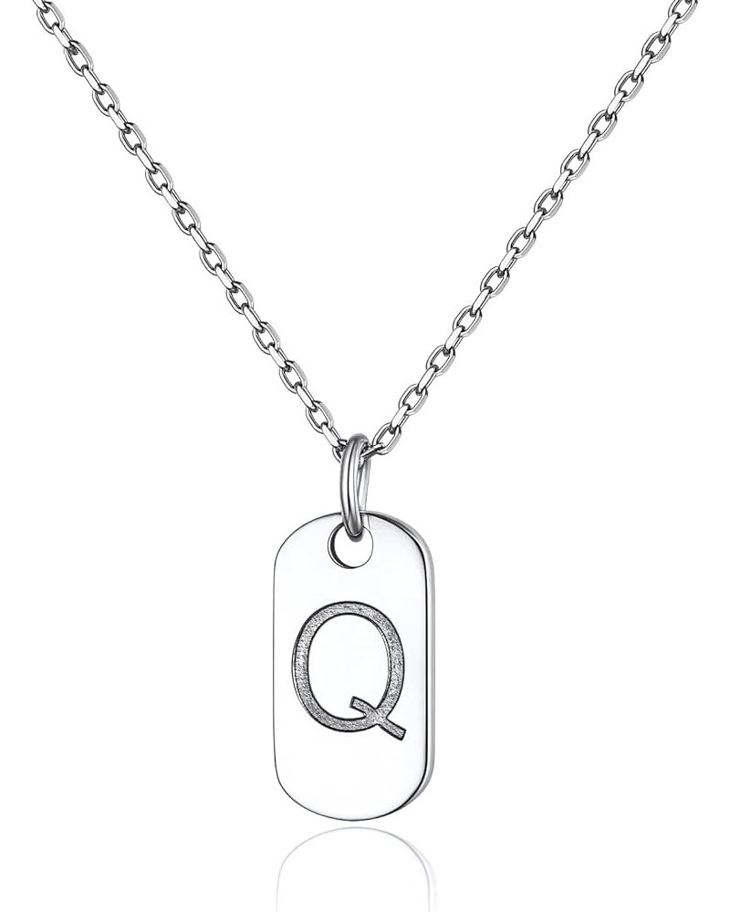 Solid Silver Initial Necklace with S925 Stamp, 26 Alphabets Tiny Dog Tag for Women/Men, Send Gift Box Q $8.09 Necklaces