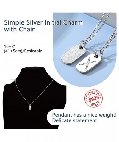 Solid Silver Initial Necklace with S925 Stamp, 26 Alphabets Tiny Dog Tag for Women/Men, Send Gift Box Q $8.09 Necklaces