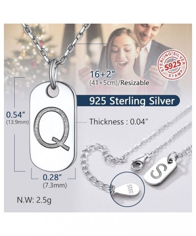 Solid Silver Initial Necklace with S925 Stamp, 26 Alphabets Tiny Dog Tag for Women/Men, Send Gift Box Q $8.09 Necklaces